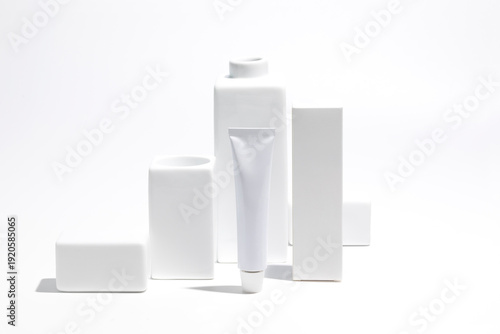 Mockup of a white box and tube of cream or ointment