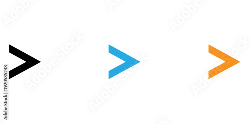 Three stylized arrows in varying colors and shades to indicate progression or direction isolated on transparent background, Vector