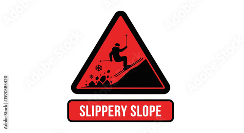 Slippery Slope Warning Sign with Falling Person Illustration.