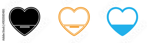 Heart shaped icons in different colors and styles
