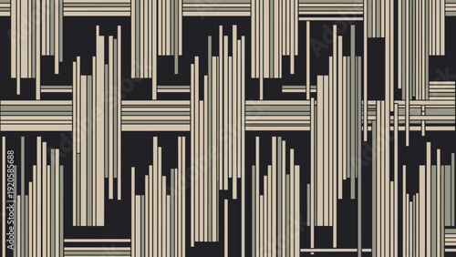 Abstract geometric pattern consisting of vertical and horizontal lines in muted earthy tones for modern artistic background designs.