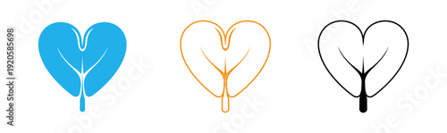 Heart shaped leaf icons in blue orange and black