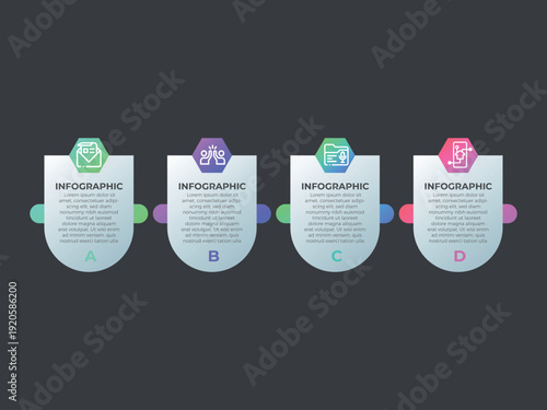 vector illustration infographic design template with 4 steps. Template for process, presentations, layout, banner, brochure.