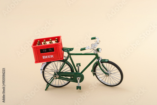 A crate of beer on a bicycle