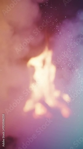 Abstract Shimmering Veil Close-up, macro view of slowly swirling, luminous pastel particles within the haze