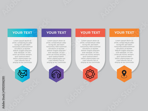 vector illustration infographic design template with 4 steps. Template for process, presentations, layout, banner, brochure.
