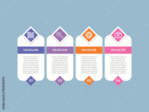 vector illustration infographic design template with 4 steps. Template for process, presentations, layout, banner, brochure.