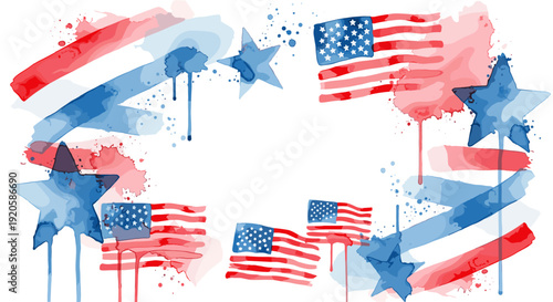 Patriotic american independence day celebration with flags and stars