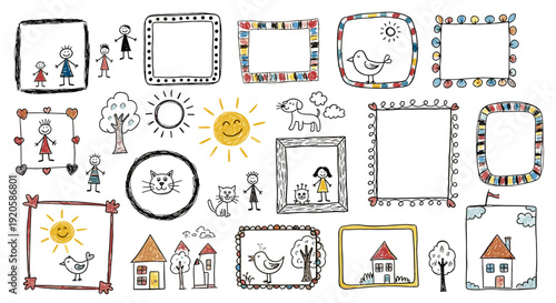 Collection of handdrawn doodles and sketches of various objects