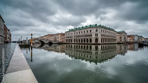 Wallpaper Mural An ancient stone bridge reflects over the water, offering a scenic view of the old port and historic architecture in the heart of the city Torontodigital.ca