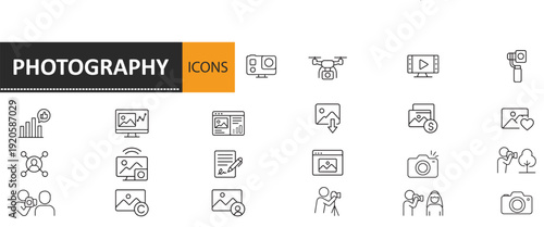 Photography icons set for design and creative projects