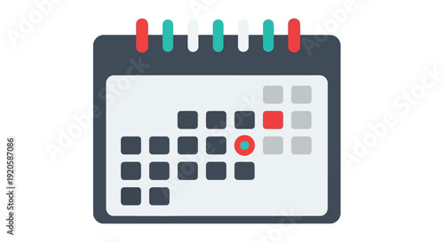 Flat design illustration of a calendar with highlighted dates representing scheduling