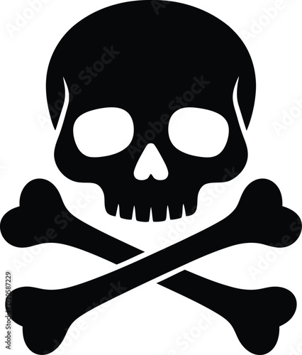 A black skull and crossbones symbol on a white background