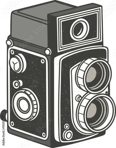 Black and white of a twin lens reflex camera