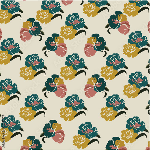 Floral Cluster Seamless textile Pattern