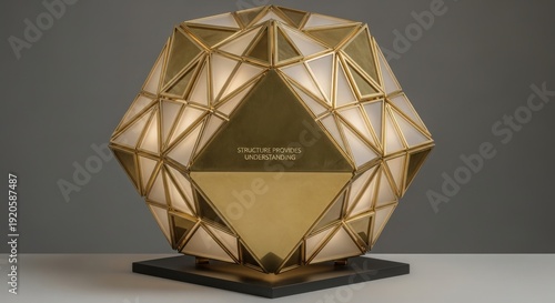 Wallpaper Mural Golden Geometric Structure with Illuminated Panels Torontodigital.ca