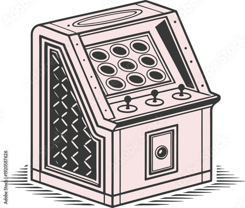 Pink classic arcade machine with joystick and buttons