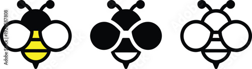 Three stylized bee icons in different design stages