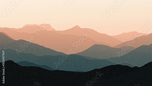 Mountains in the Evening Light With Soft Colors and Layered Silhouettes Stret...