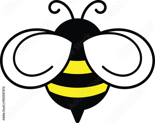 A simple cartoon bee with yellow and black stripes
