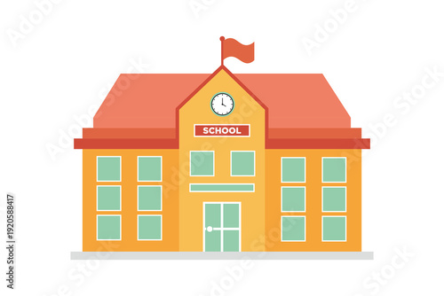 Cartoon School Building. School Building Graphic Icon vector Illustration