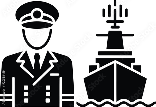 A sailor standing next to a large ship