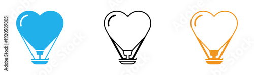 Heart shaped hot air balloons in blue black and orange