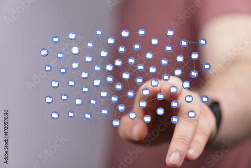 Hand touching network of di...