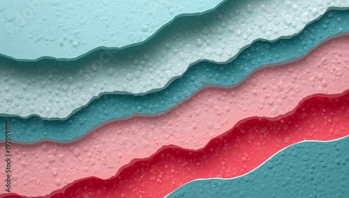 Colorful Layers of Paper With Water Droplets on a Plain Background