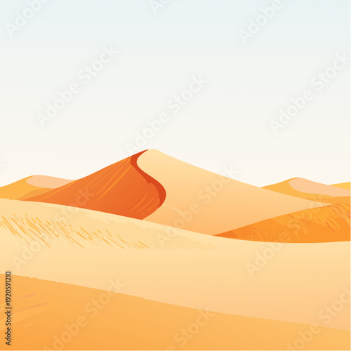 Vast Desert Sand Dunes Under a Clear Sky, A Beautiful Nature Landscape