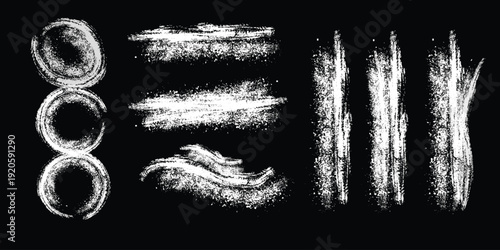 Abstract white and black pixelated artwork with elliptical shapes