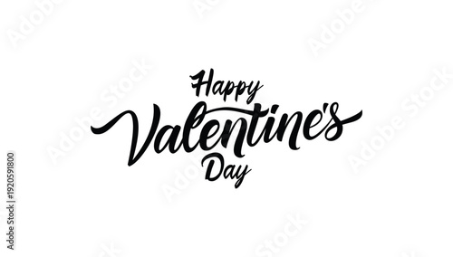 Happy Valentines Day lettering in romantic decorative typography style, perfect for greeting cards, social media posts, and love themed designs