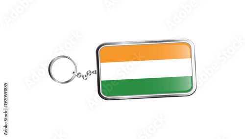 India keychain tag featuring Indian flag design in clean vector format, symbolizing patriotism, national pride, and souvenir merchandise concept