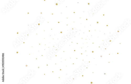 Fotografie Gold and silver star confetti floating on a white background, perfect for birthd