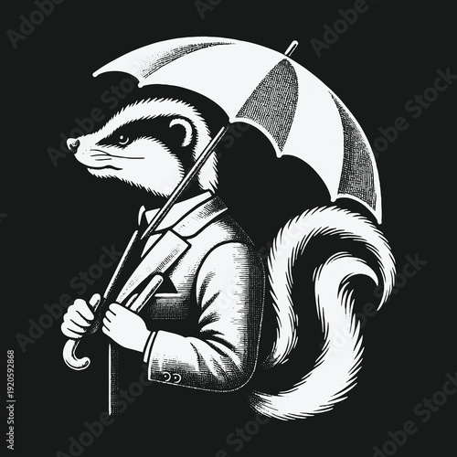 Skunk in a Suit: A Whimsical Illustration of Urban Wildlife.