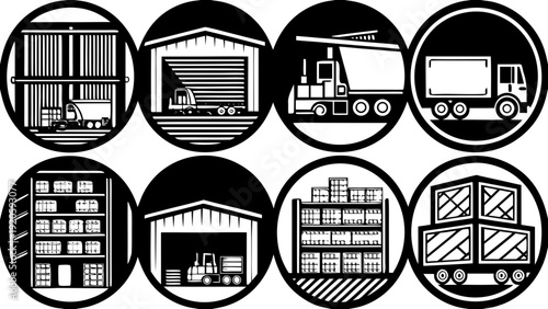Logistics icons set for business and industry use