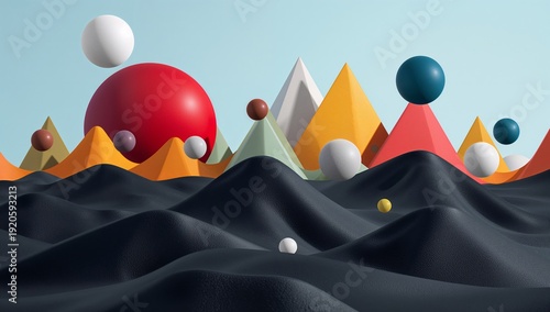 Colorful Abstract Shapes on a Surface With Different Heights and Textures Und...