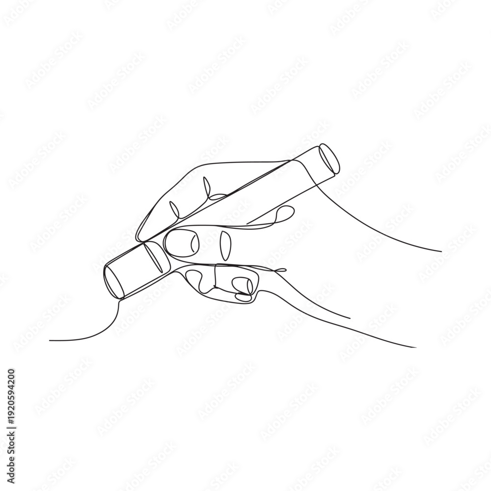 Obraz premium A minimalist line drawing depicts a hand gently holding a delicate flower stem
