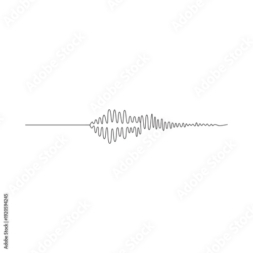 A simple black line drawing depicts a decaying sound wave on a white background