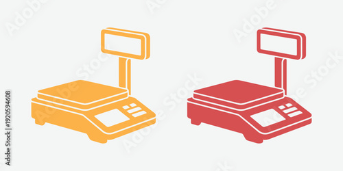 Digital retail scales illustration set