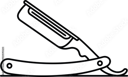 Open Straight Razor Blade Line Art Icon Barber Tool Classic Shaving Equipment