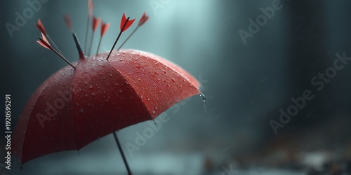 Obraz w ramie Umbrella hedge covers investments from falling prices, illustrating downside protection, volatility control, and risk management in 3D.