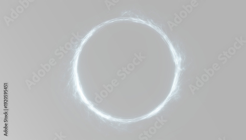 Obraz na plátně Glowing Blue Energy Ring With Electric Smoke Halo And Futuristic Light Circle On