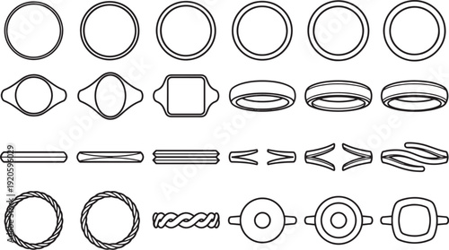 An illustration presents a collection of meticulously crafted, line-art rings, each displaying a unique design, showcasing the diversity of styles and elegance.