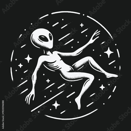 Alien in Space: A Minimalist Illustration of Extraterrestrial Existence.