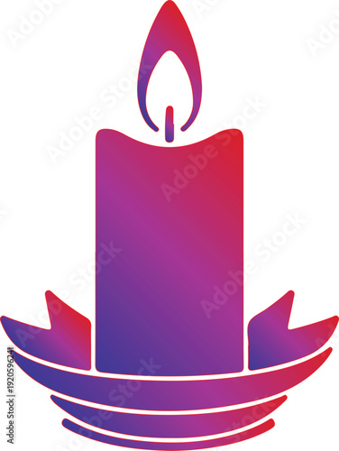 Red and purple candle with flame and base gradient