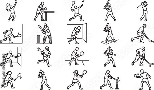 Various sports are in play, capturing dynamic action through graphic style, this illustration showcases the essence of athletic movement and competitive spirit. 