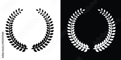 Set black silhouette circular laurel foliate. Vintage laurel wreaths. Symbol of victory, honor, success, achievement