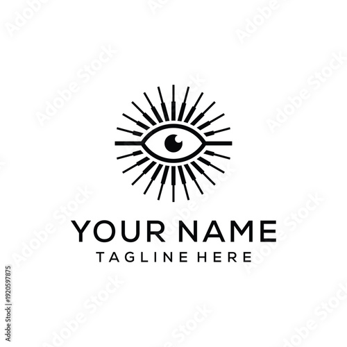 Black white Line Geometric Target optic Contact Lenses Eye Vision Logo Design Inspiration