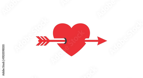 Red heart pierced by an arrow symbolizing love and passion.